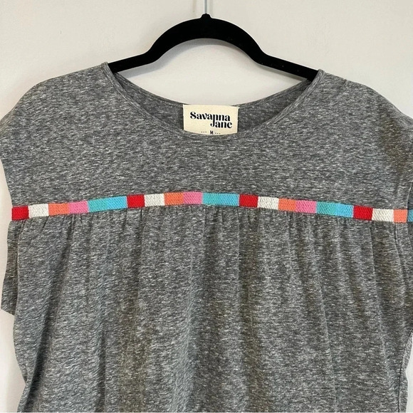 Savanna Jane Women’s Sleeveless Gray Top with Multicolor Stripes Size M GUC - Picture 3 of 8